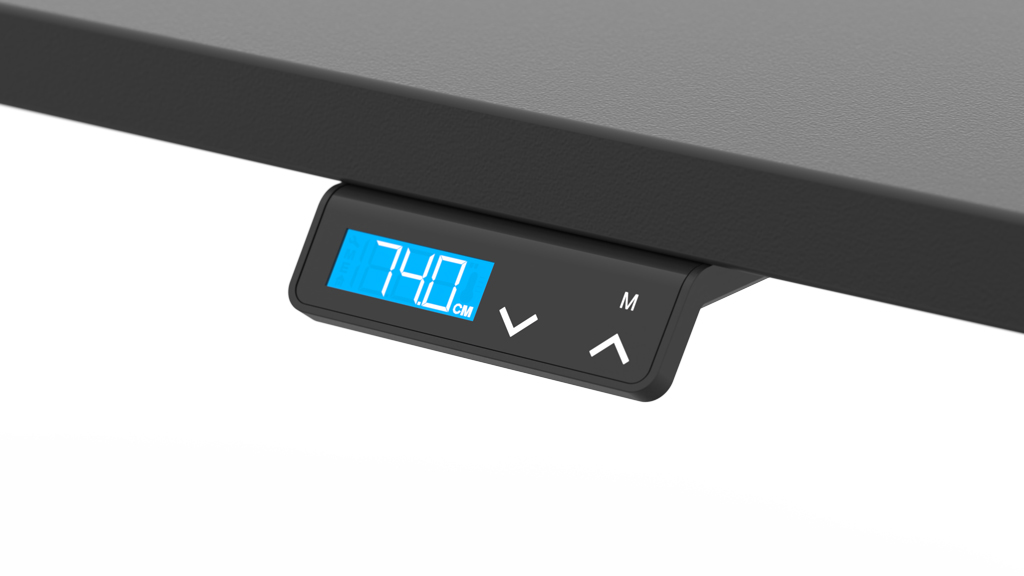 Desk controls with memory presets and visual display