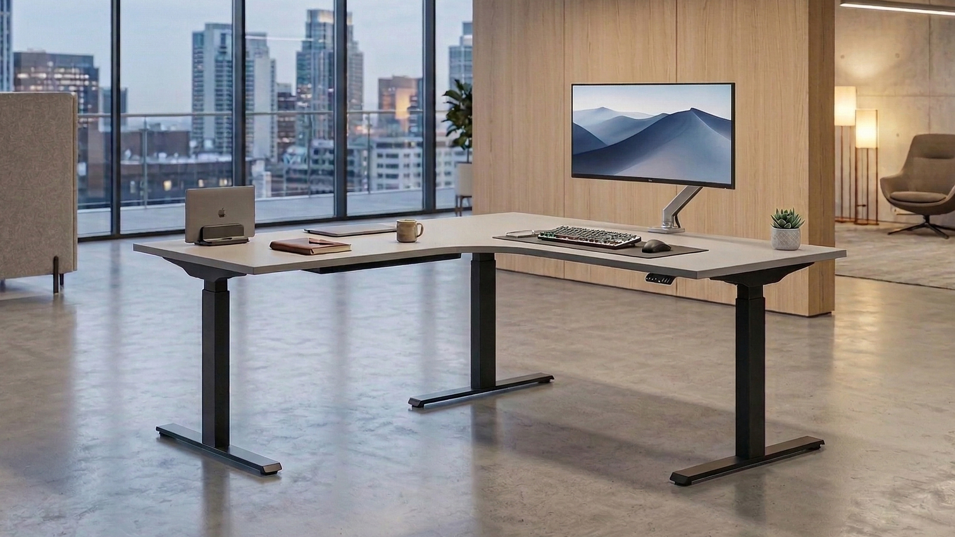 SYSTM triple motor radial height adjustable desk