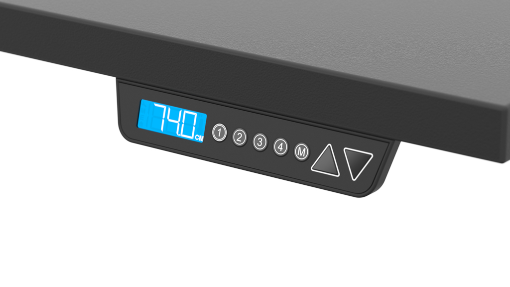 Desk controls with memory presets and visual display Desk controls with memory presets and visual display