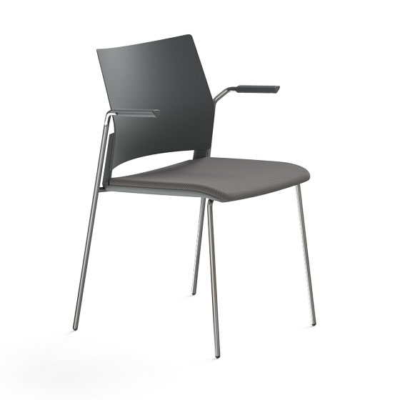 Polished 4-leg base with armrests
