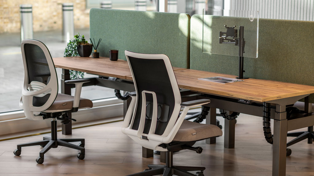 Acoustic screens and Monza task seating in our showroom